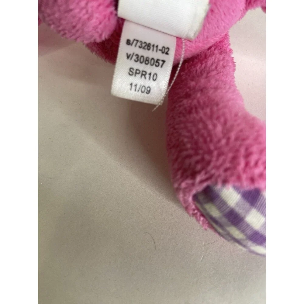 Old Navy Pink Bunny Rabbit Plush Stuffed Animal Toy Purple White Gingham Ears